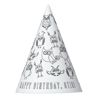 Owl Birthday Party-HHat Partyhütchen