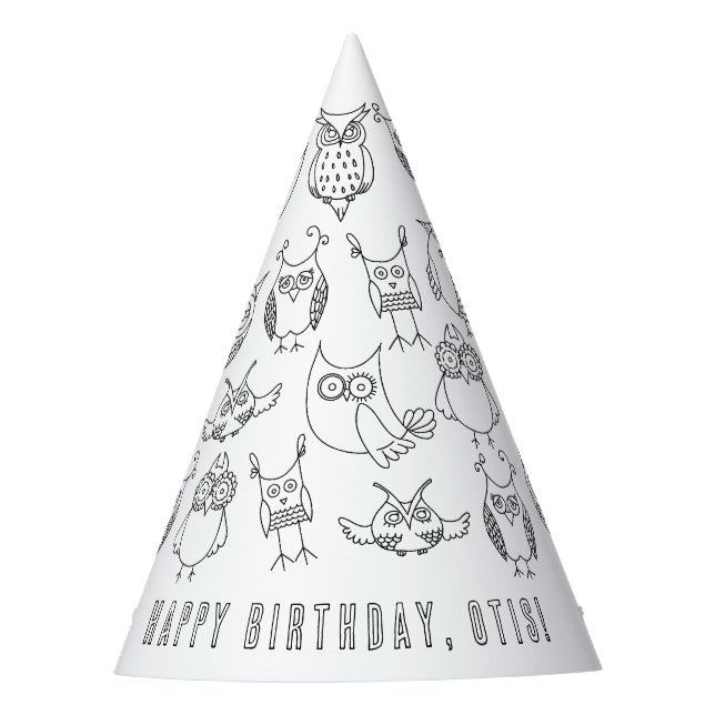 Owl Birthday Party-HHat Partyhütchen (Vorderseite)