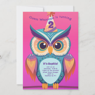 Owl Birthday Party Kids Bold Einladung