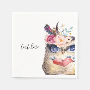 OWL, Bohemian, boho blumenreich Serviette