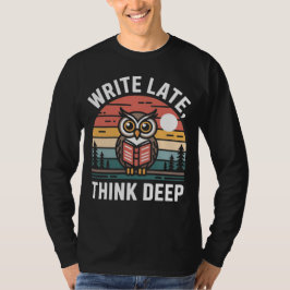  Owl Book Moon Vintage Sunset T-Shirt