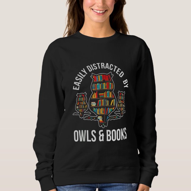 Owl Book Nerd Reading Idee Owl Sweatshirt (Vorderseite)