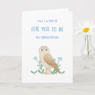 Owl Bridesmaid Vorschlagskarte Karte