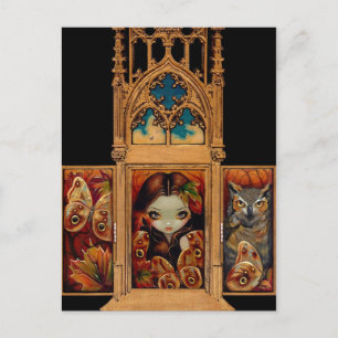 "Owl Butterfly Triptych" Postkarte