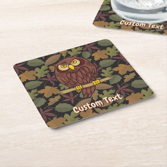 Owl Cartoon Square Paper Untersetzer (angewinkelt)