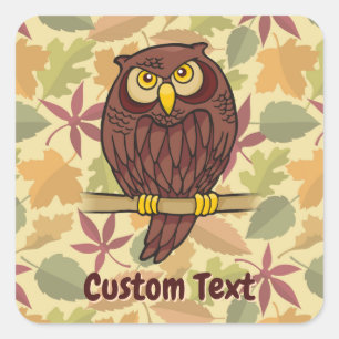 Owl Cartoon Square Sticker