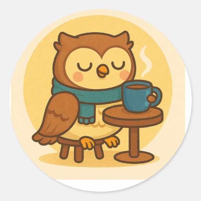 Owl Coffee Break Sticker (Vorderseite)