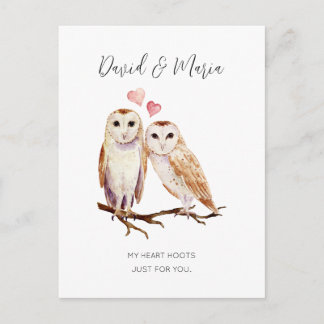 Owl Couple Love You Forever Anniversary Postkarte
