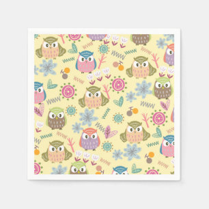 Owl Cream Napkins Serviette