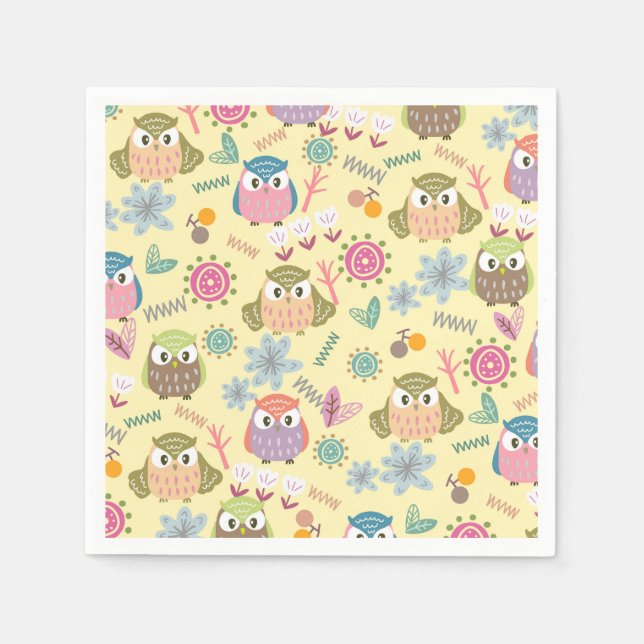 Owl Cream Napkins Serviette (Vorderseite)