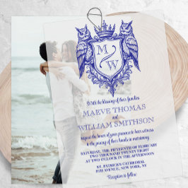 Owl Crest Royal Monogram Wedding Vellum Overlay