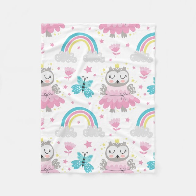 Owl Crown Rainbow Blanket: A Cozy Embrace Fleecedecke (Vorderseite)