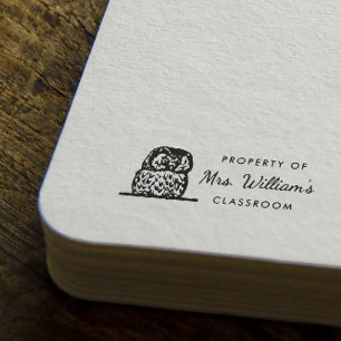 Owl - Custom Teachname Book Class Gummistempel