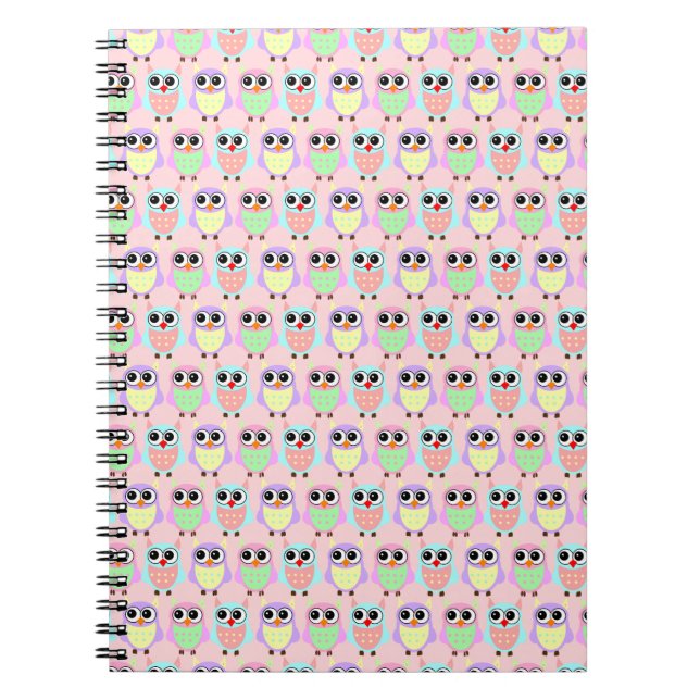 Owl Cute Motif Carnet Pastel  (Devant)