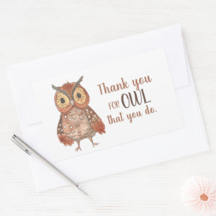 Owl Danke Rechteckiger Aufkleber