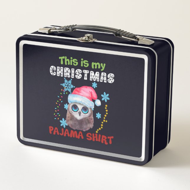 Owl Das ist mein Weihnachts-Pajama-Shirt Metall Brotdose (Vorderseite)
