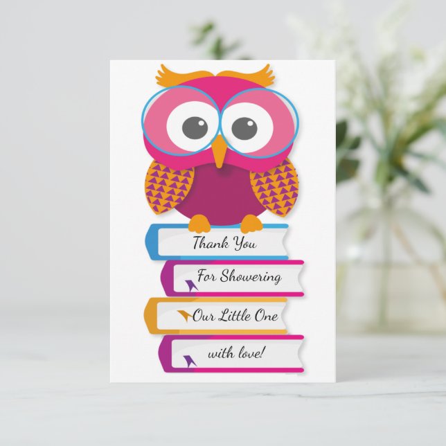 Owl de bibliothèque avec Carte de remerciements de (Debout devant)