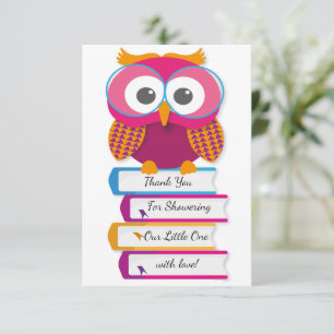 Owl de bibliothèque avec Carte de remerciements de