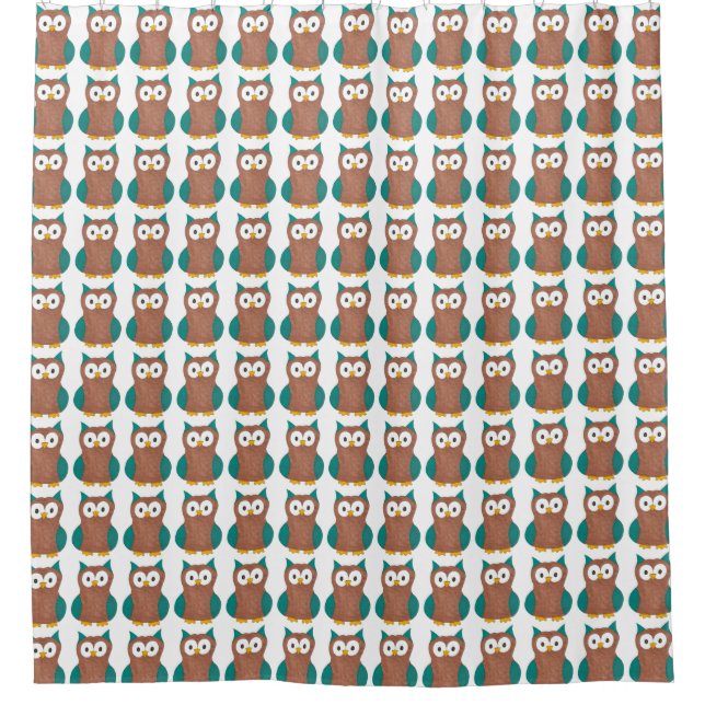Owl Decke Brauner Cartoon Owls Bird Duschvorhang (Vorderseite)
