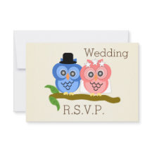 Owl Design Champagne farbig Wedding RSVP