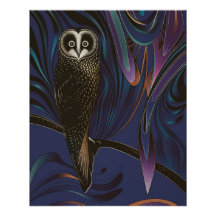 Owl Design Poster Wall Art Psychedelia