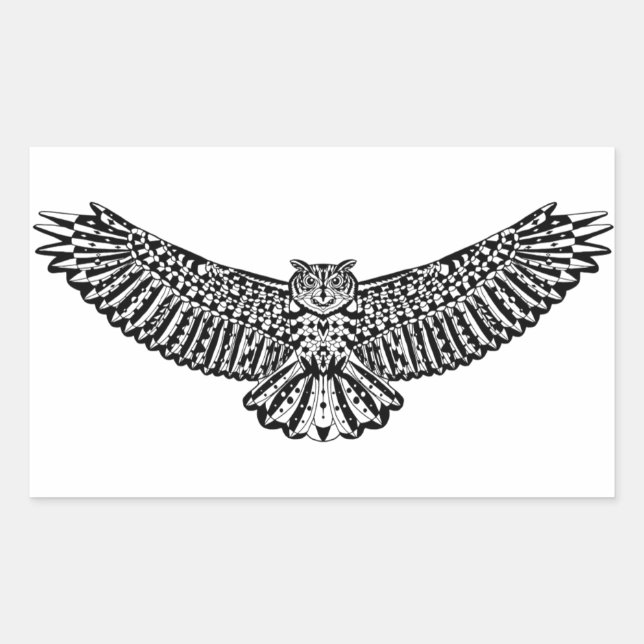 Owl Doodle Rechteckiger Aufkleber (Vorderseite)