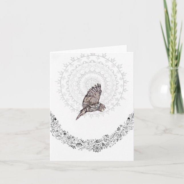 Owl Dreams Falted Note Card Karte (Vorderseite)