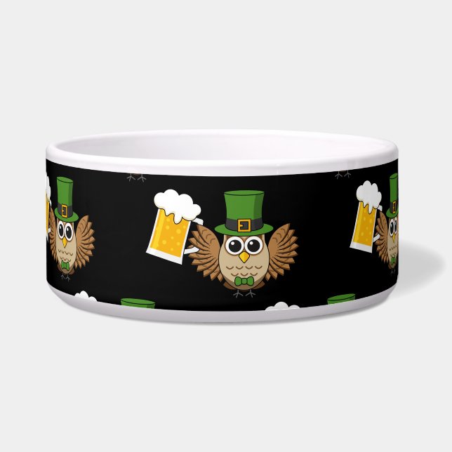 Owl Drinking Beer St Patrick's Day Pattern Napf (Vorderseite)