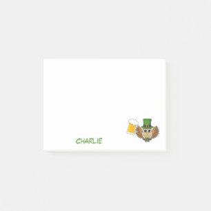 Owl Drinking Beer St Patrick's Day Personalisier Post-it Klebezettel
