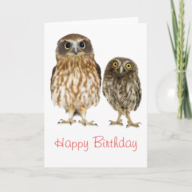 Owl Duo Geburtstag Karte (Vorderseite)