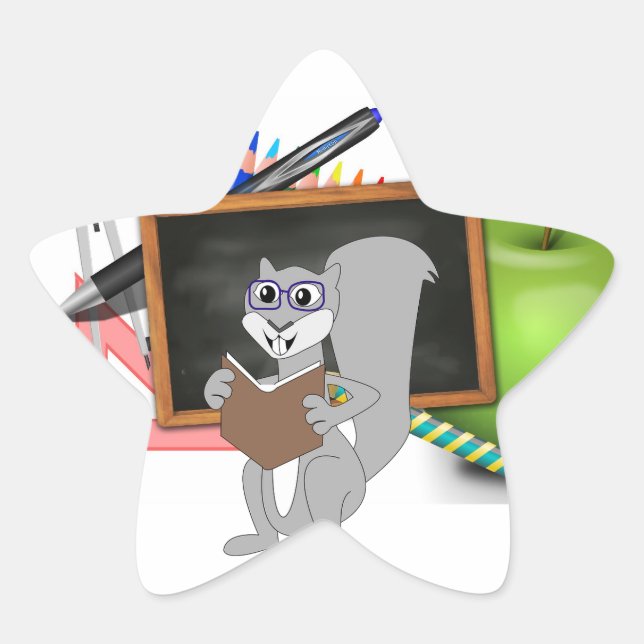 Owl Eichhörnchen Smart School Teacher Destiny Clas Stern-Aufkleber (Vorderseite)