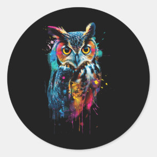 Owl farbig runder aufkleber