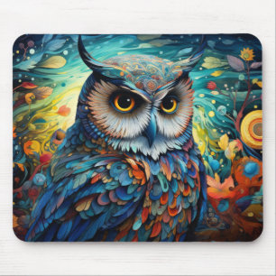 Owl farbiges Tier Verzauberung Abstrakt Mousepad