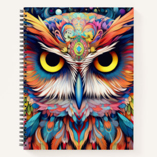 Owl farbiges Tier Verzauberung Abstrakt Notizbuch