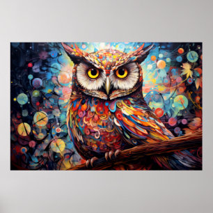 Owl farbiges Tier Verzauberung Abstrakt Poster