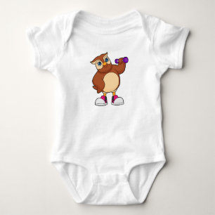 Owl Fitness Dumbell Baby Strampler