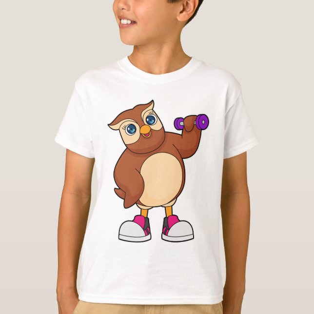 Owl Fitness Dumbell T-Shirt (Vorderseite)