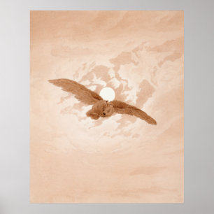 Owl Flug gegen einen Mondlicht Himmelskaspar Fried Poster