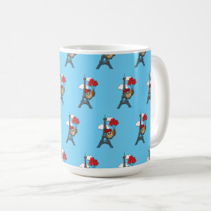 Owl Flying with Heart Balloons in Paris Kaffeetasse