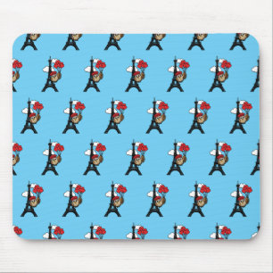 Owl Flying with Heart Balloons in Paris Mousepad