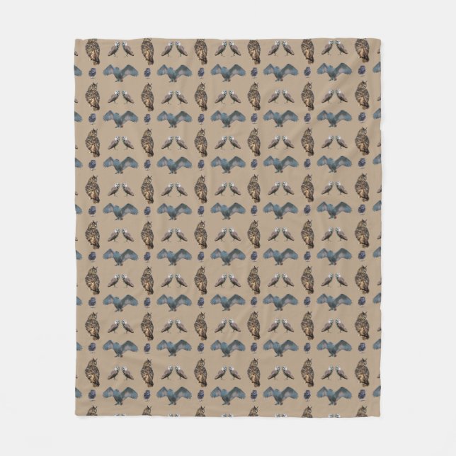 Owl Frenzy Fleece Blanket (Beige) (Vorderseite)