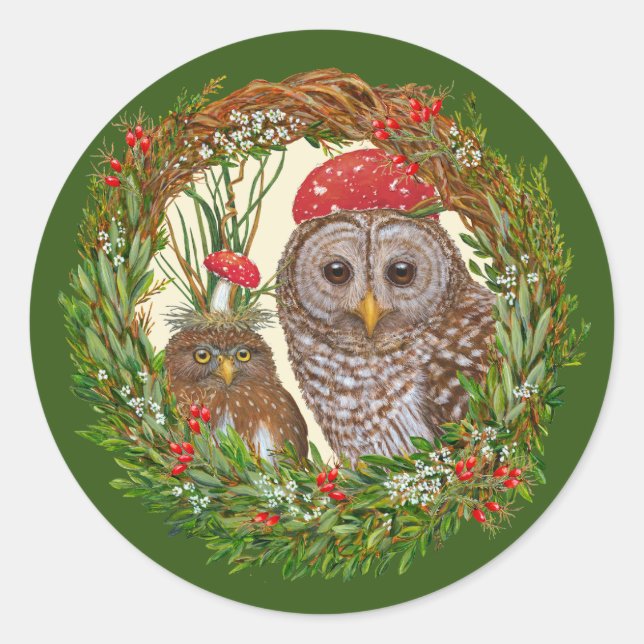 Owl Friends Urlaubsaufkleber Runder Aufkleber (Vorderseite)
