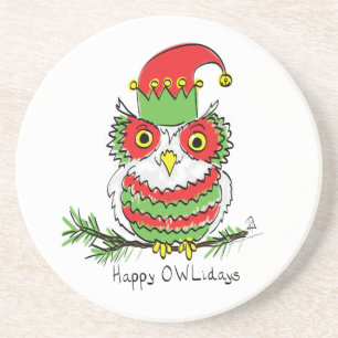 Owl Funny Christmas Niedlich Kids Getränkeuntersetzer
