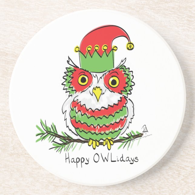 Owl Funny Christmas Niedlich Kids Getränkeuntersetzer (Vorne)