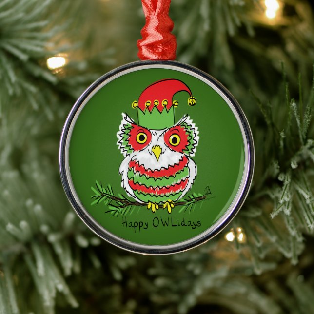 Owl Funny Christmas Niedlich Kids Ornament Aus Metall (Baum)