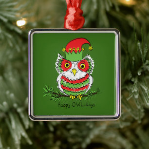 Owl Funny Christmas Niedlich Kids Ornament Aus Metall