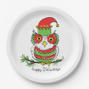 Owl Funny Christmas Niedlich Kids Pappteller