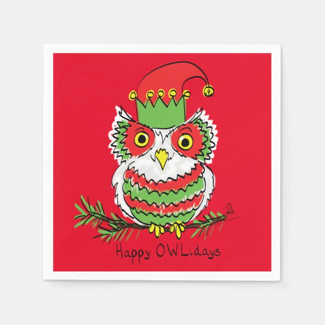 Owl Funny Christmas Niedlich Kids Serviette (Vorderseite)