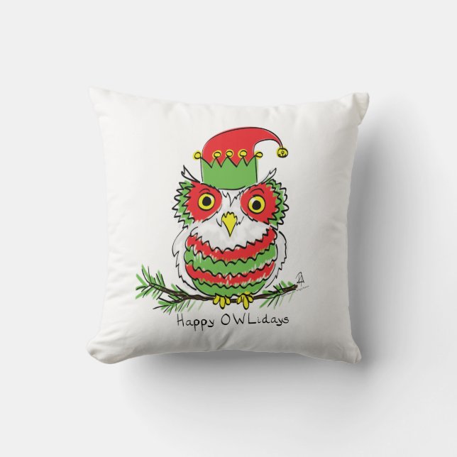 Owl Funny Weihnachten Niedlicher Urlaub Kissen (Vorderseite)