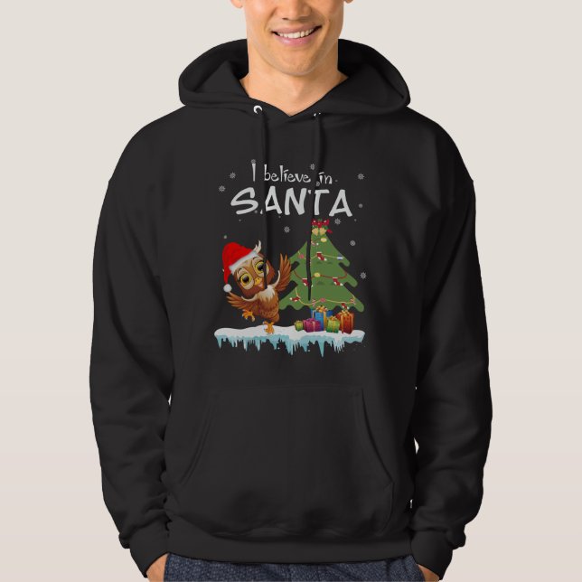 Owl-Geschenk | Ich glaube an den Santa Hoodie (Vorderseite)